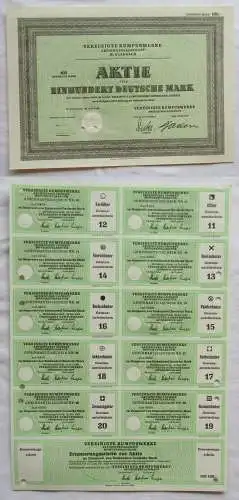 100 DM Aktie Vereinigte Rumpuswerke AG M. Gladbach Juni 1950 (122176)