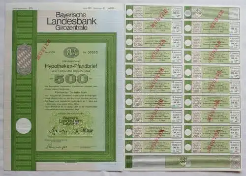 500 DM Aktie Pfandbrief Bayerische Landesbank Girozentrale München 1972 (123694)