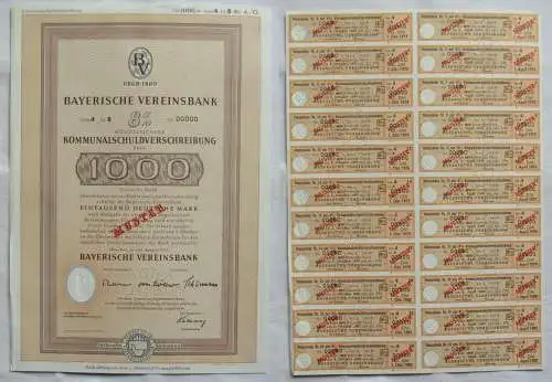 1000 Mark Aktie Bayerische Vereinsbank München 25.08.1971 (132806)
