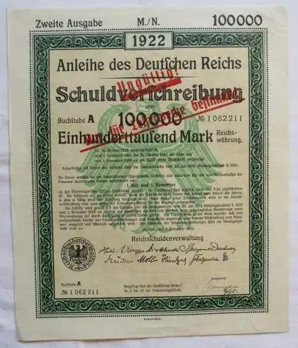 1000 Mark Aktie Schuldverschreibung deutsches Reich Berlin 01.12.1922 (144301)
