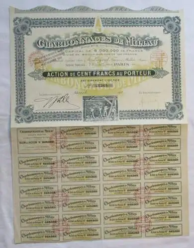 100 Francs Aktie Charbonnages de Millau Paris 1923 (144144)