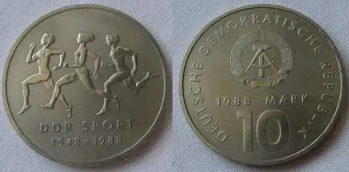 DDR Gedenk Münze 10 Mark 40 Jahre DDR Sport 1988 (152224)