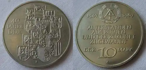 DDR Gedenk Münze 10 Mark 40.Jahrestag der DDR 1989 (151406)