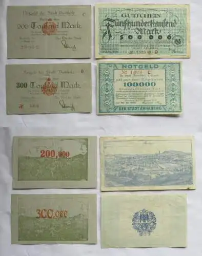 4 x Banknoten 100 bis 500 Tausend Mark Annaberg und Buchholz 1923 (144778)