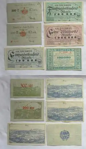 6 x Banknoten 100000 bis 1 Million Mark Annaberg und Buchholz 1923 (145140)