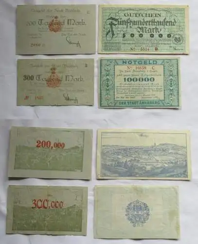4 x Banknoten 100 bis 500 Tausend Mark Annaberg und Buchholz 1923 (144552)