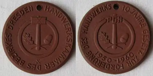 DDR Medaille Meissner Porzellan Handwerkskammer Bezirk Dresden 1960 (145071)