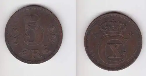 5 Öre Kupfer Münze Dänemark 1916 ss (131523)