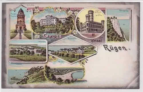 906159 Ak Lithographie Gruss von der Insel Rügen Putbus, Binz, Göhren, Sassnitz 