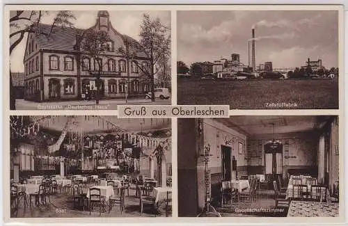 95950 Mehrbild Ak Gruß aus Oberleschen Leszno Górne Gasthaus usw. 1937
