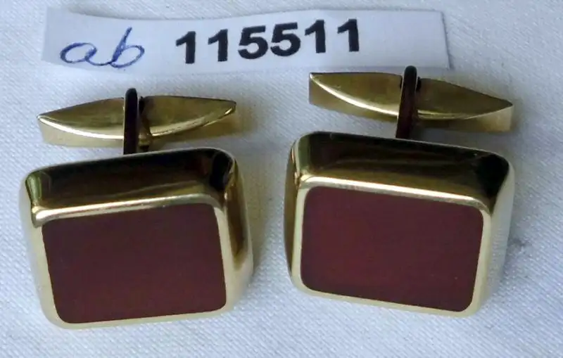 elegante Manschettenknöpfe 333er Gold mit braunem Stein (115511) 0