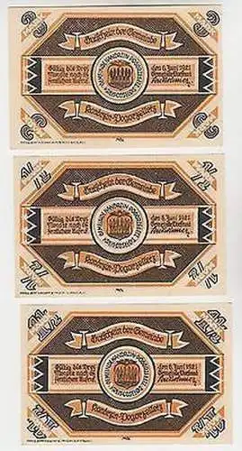 3 Banknoten Notgeld Gemeinde Kandrzin Pogorzelletz 1921 kassenfrisch (109916)