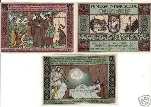 3 Banknoten Notgeld der Stadt Ohrdruf 1921