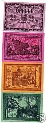 4 Banknoten Notgeld Dorfgemeide Oppurg 1921