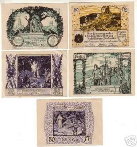 5 Banknoten Notgeld der Stadt Frankenhausen 1921