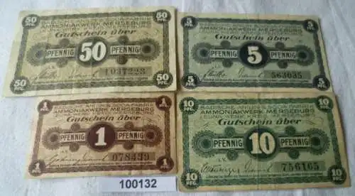 4 Banknoten Notgeld Ammoniakwerk Merseburg um 1921