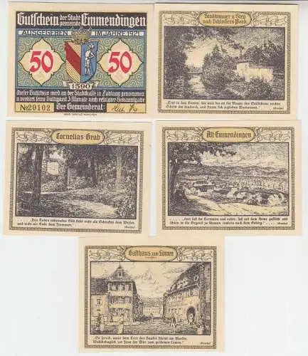 5 Banknoten Notgeld Stadt Emmendingen 1921