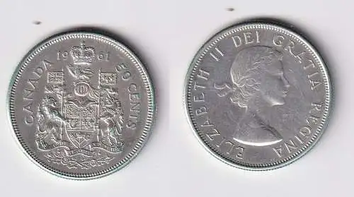 50 Cents Silber Münze Kanada 1961 f.vz (150685)