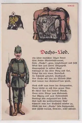 60081 Reim Ak Dachs-Lied Soldat Jäger in Uniform mit Rucksack 1919