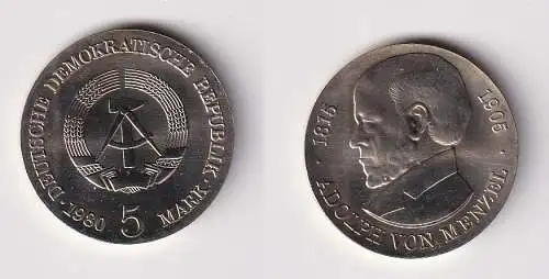 DDR Gedenk Münze 5 Mark Adolph von Menzel 1980 Stempelglanz (129853)