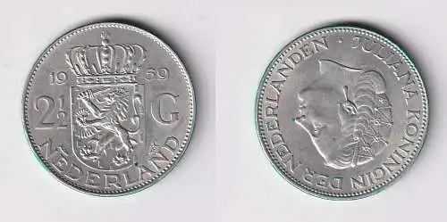 2 1/2 Gulden Silber Münze Niederland 1959 ss+ (159553)