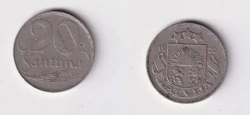 20 Santimu Kupfer Nickel Münze Lettland 1922 (126156)