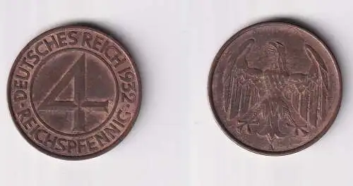 4 Reichspfennig Kupfer Münze Deutsches Reich 1932 A "Brüning Taler" (151224)