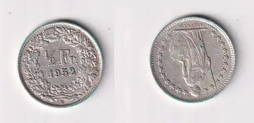 1/2 Franken Silber Münze Schweiz 1952 B (156379)