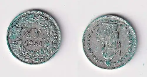 1/2 Franken Silber Münze Schweiz 1951 B ss (158362)