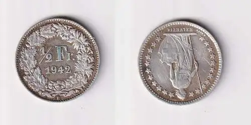 1/2 Franken Silber Münze Schweiz 1942 B ss (156008)