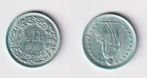1/2 Franken Silber Münze Schweiz 1959 B (159395)