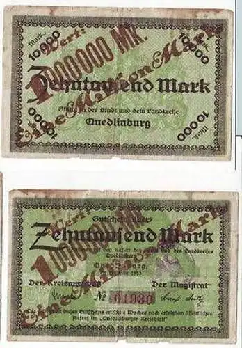 Banknote Inflation 1 Million Mark Quedlinburg 1923
