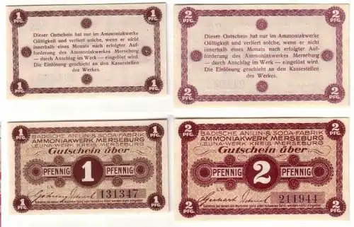 2 kassenfrische Banknoten BASF Ammoniak Merseburg um 1920