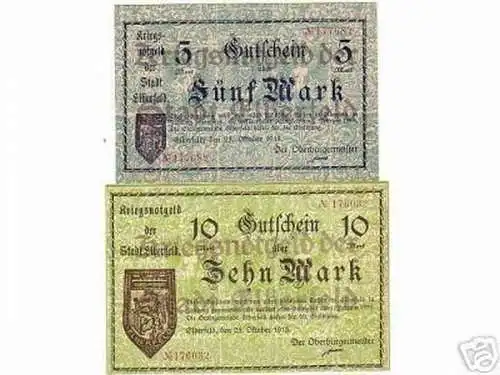 2 seltene Banknoten Kriegsnotgeld Stadt Elberfeld 1918