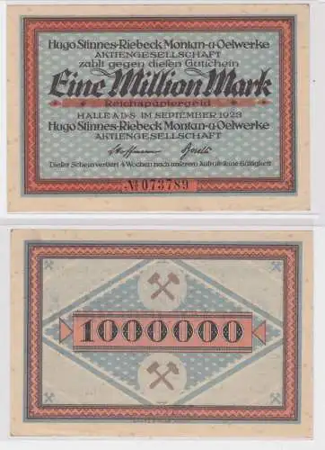 1 Million Mark Banknote Inflation Hugo Stinnes Riebeck Montan- & Ölwerke Halle 1