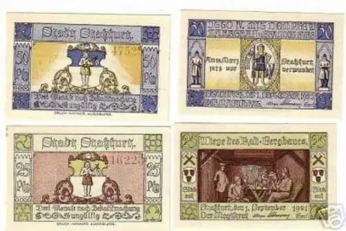8 Banknoten Notgeld Stadt Staßfurt 1921