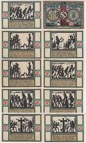 10 Banknoten Notgeld Stadt Zörbig Anhalt 1921