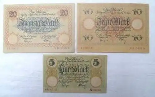 3 Banknoten Großnotgeld Stadt Dresden 1918