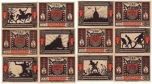 12 Banknoten Notgeld Stadt Detmold 1920