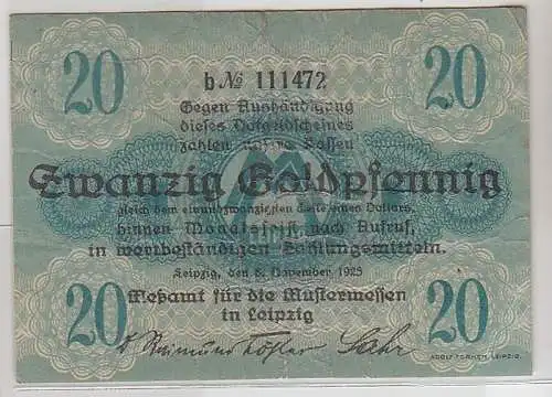Wertbeständiges Notgeld 20 Goldpfennig Meßamt für Mustermessen in Leipzig 1923