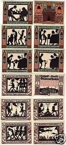 12 Banknoten Notgeld Stadt Glauchau 1921