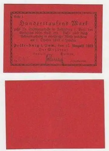 Banknote Inflation 100000 Mark Stadt Falkenburg P. 1923