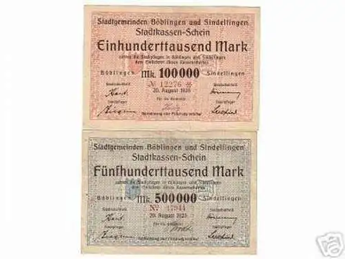 2 seltene Banknoten Inflation Böblingen Sindelfingen