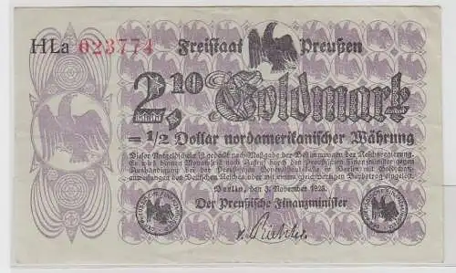 Wertbeständiges Notgeld 2,10 Goldmark Freistaat Preußen 3.11.1923