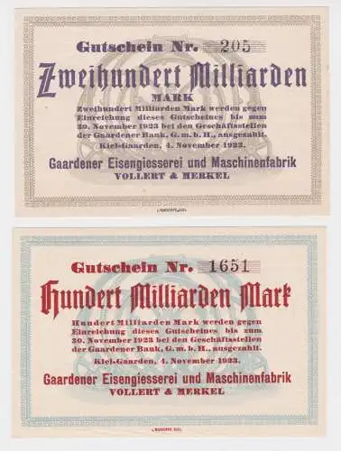 2 Banknoten Inflation Gaardener Eisengiesserei Vollert & Merkel 1923 (137259)