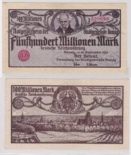 500 Millionen Mark Banknote Stadtgemeinde Danzig 26.9.1923 Farbe Lila (122569)