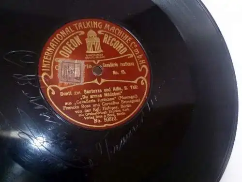 101688 Schellackplatte Odeon "Duett zw. Santuzza und Alfo" signiert um 1930