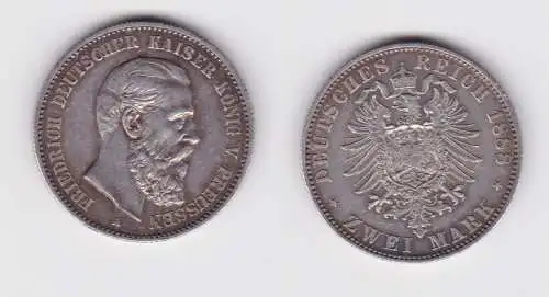 2 Mark Silbermünze Preussen Kaiser Friedrich 1888 Jäger 98 vz (150009)