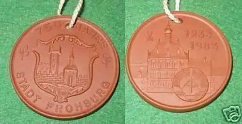 DDR Porzellan Medaille 750 Jahre Stadt Frohburg 1983