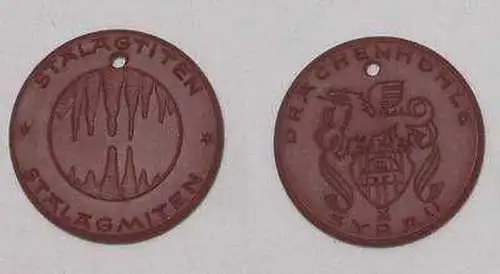 DDR Porzellan Medaille Drachenhöhle Syrau um 1980